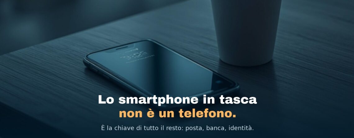 Uno smartphone lasciato sul tavolino di un locale, con lo schermo bloccato