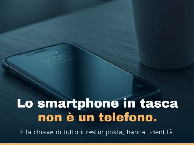 Uno smartphone lasciato sul tavolino di un locale, con lo schermo bloccato