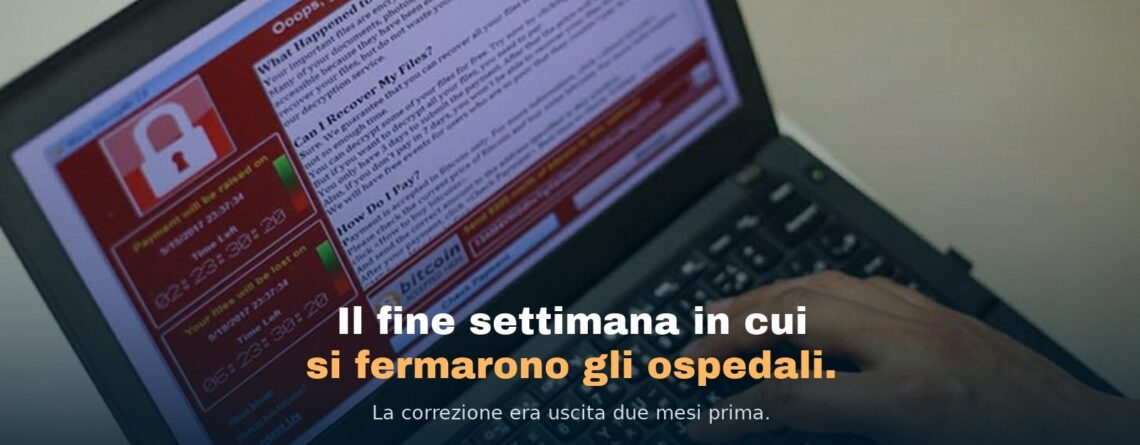 La schermata di riscatto di WannaCry su un computer portatile