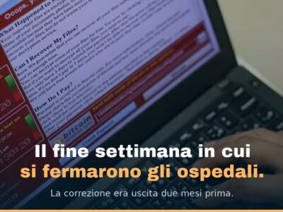 La schermata di riscatto di WannaCry su un computer portatile