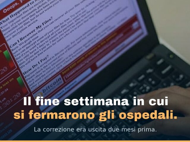 La schermata di riscatto di WannaCry su un computer portatile